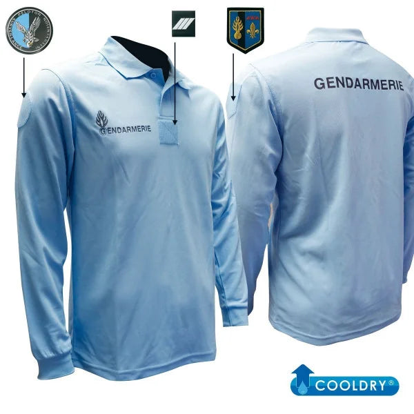 Polo Gendarmerie Cooldry Homme Manches Longues Bleu Patrol Equipement